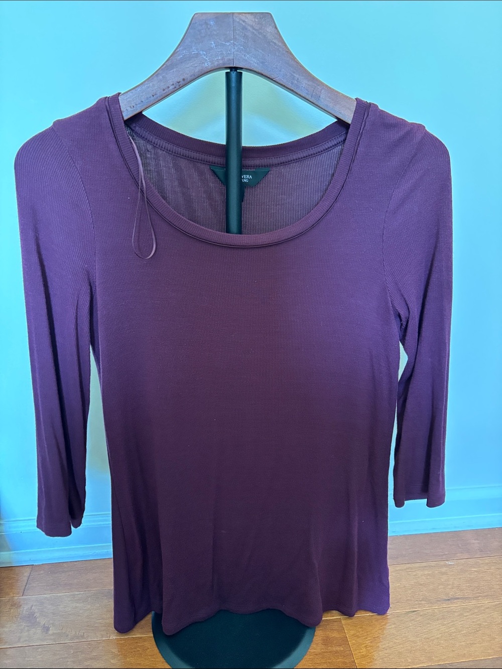 Simply Vera Vera Wang Maroon Tunic 3/4 Sleeve Top Womens XS